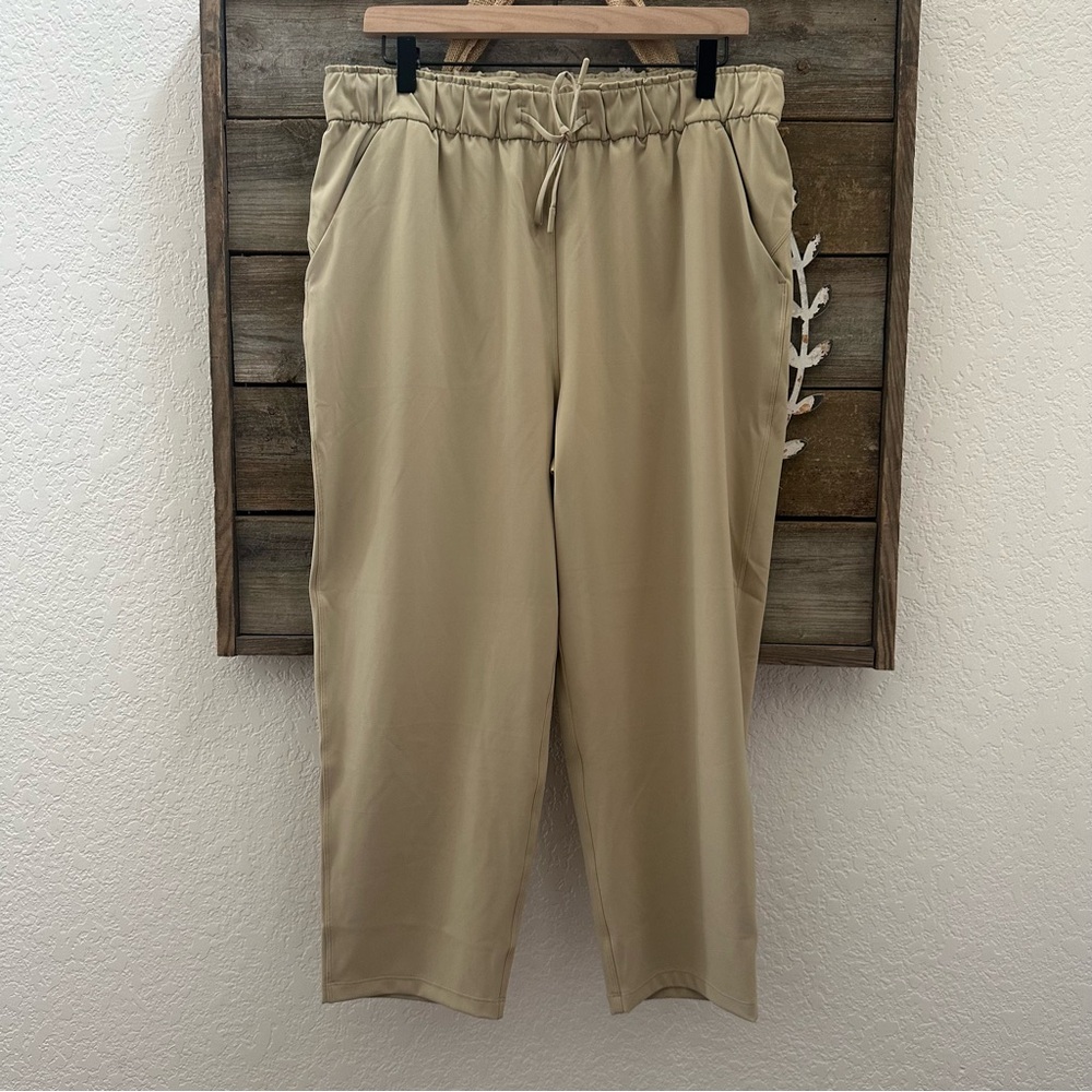 Lululemon Stretch High rise Crop Drawstring Pants khaki tan ladies 12 NWT